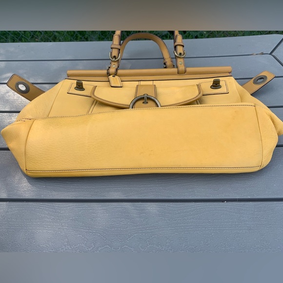 Vintage COACH purse mustard yellow Satchel handbag-shoulder bag E043-9749 - Picture 10 of 16